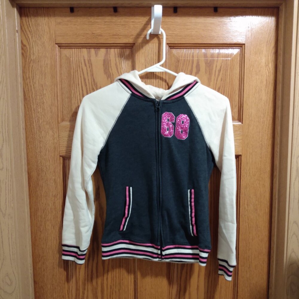Canyon River Blues Girls 68 Varsity Zip-Up Jacket With Hood Size M 10/12